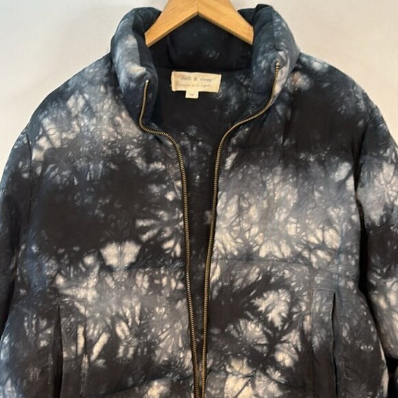 Anthropologie Cloth & Stone black/grey/ cream fabric puffer size medium - Picture 15 of 15